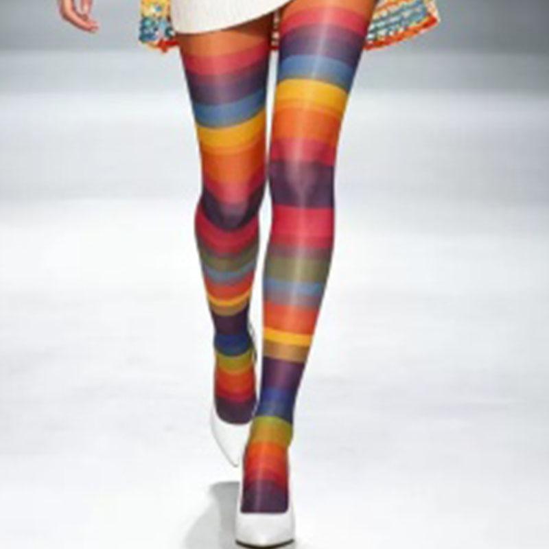 

Women S Pantyhose Seamless Thin Version Stockinghs Rainbow Elasticity Leggings Ventlate Personality One Size