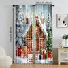 2Pcs Festive Christmas Gingerbread Window Curtains Rod Pocket Digital Printed Polyester Material Suitable For Living Room