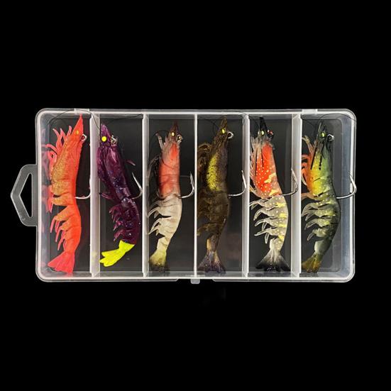 1/3/6Pcs Fishing Lures Shrimps Baits with Hook Realistic Looking Vibrant Color Freshwater Saltwater Shrimp Swimbaits Soft Lures