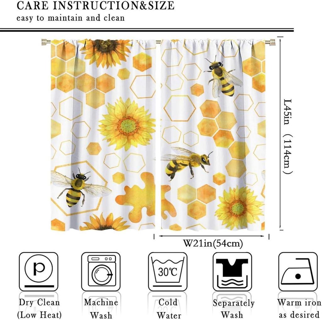 Verdunkelnde Sonnenblumen-Vorhänge Lustiger Gelber Ton Geometrie Wabenmuster Floral Nahtloses Muster Fensterdekorationen Vorhang Modern Polyester Mit Stange