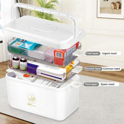 Portable Large Capacity Emergency Medical Kit Household Medicine Chest Multi-Layer Drug Storage First Aid Supplies Organizer