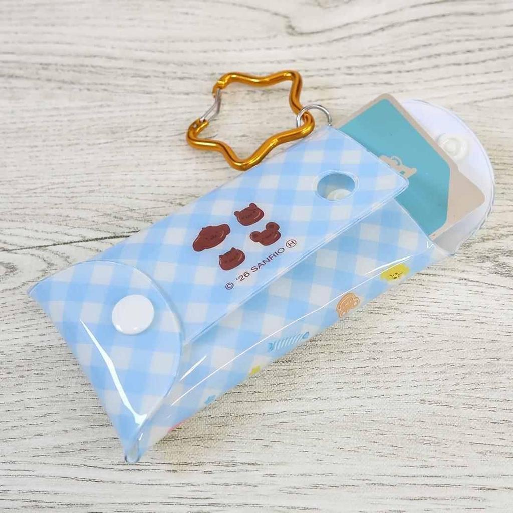 Marimocraft Sanrio Pompompurin 30th Anniversary Clear Multi Case S PVC Pouch with Carabiner Cute Character Mini Organizer Bag PRN-057