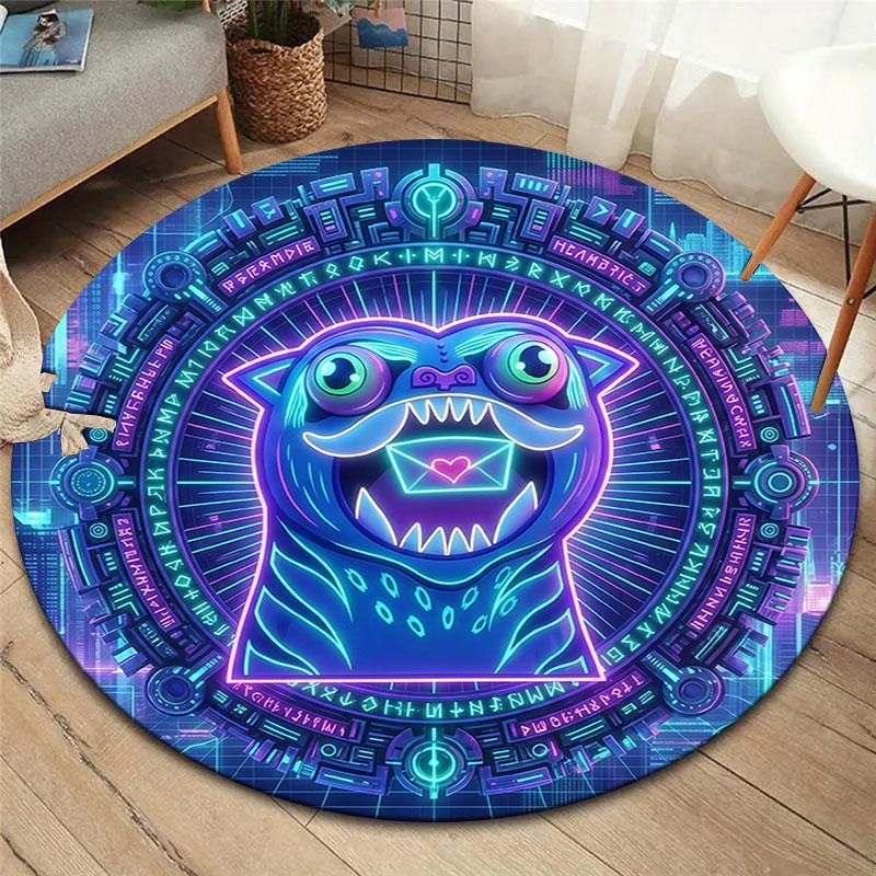 

CyberpunkTiger Round Area Rug,Carpet Rug for Living Room Bedroom Sofa Playroom Decor,Non-slip Floor Mat 80cmx80cm