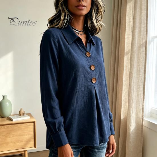 Women Button Down Shirts Shirt Blouse, Long Sleeve V Neck Loose Flowy Wrinkle Resistant Lightweight Breathable Tops Tunic Shirt, Casual Work