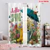 2pcs,2D Plane Printing Curtain Fabric Hello Spring Floral & Umbrella Versatile Polyester Fabric (without Rod) Decorations