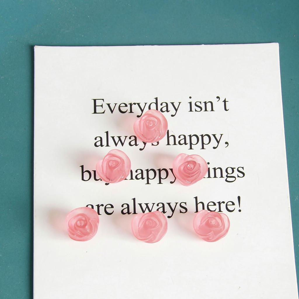 Matte Frosted Tea Rose Resin Earrings Studs for DIY Jewelry