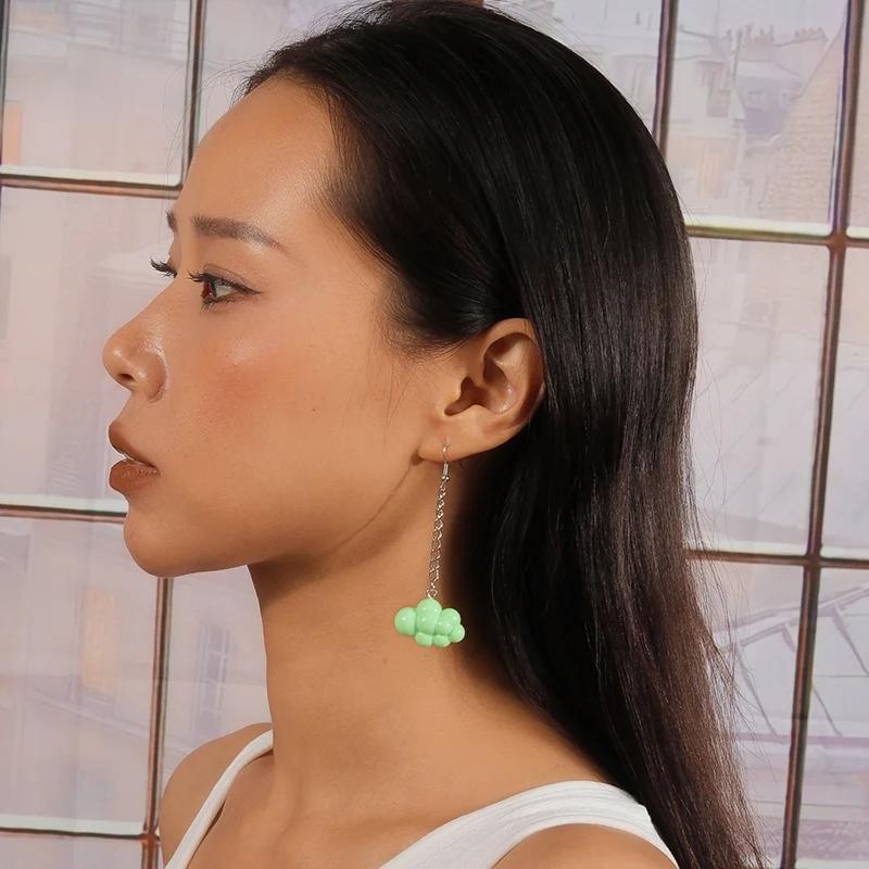 Cute Resin Candy Color Cloud Pendant Earrings for Women Girls Drop Earrings Party Holiday Jewelry Gifts