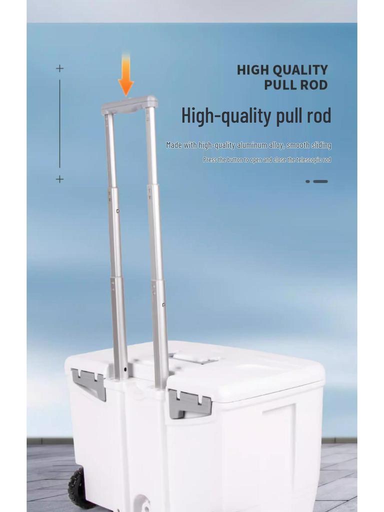 Hengguan 24L Outdoor Insulated Cooler Box with Wheels, Pull Handle, and Car-Mount for Fishing & Seafood