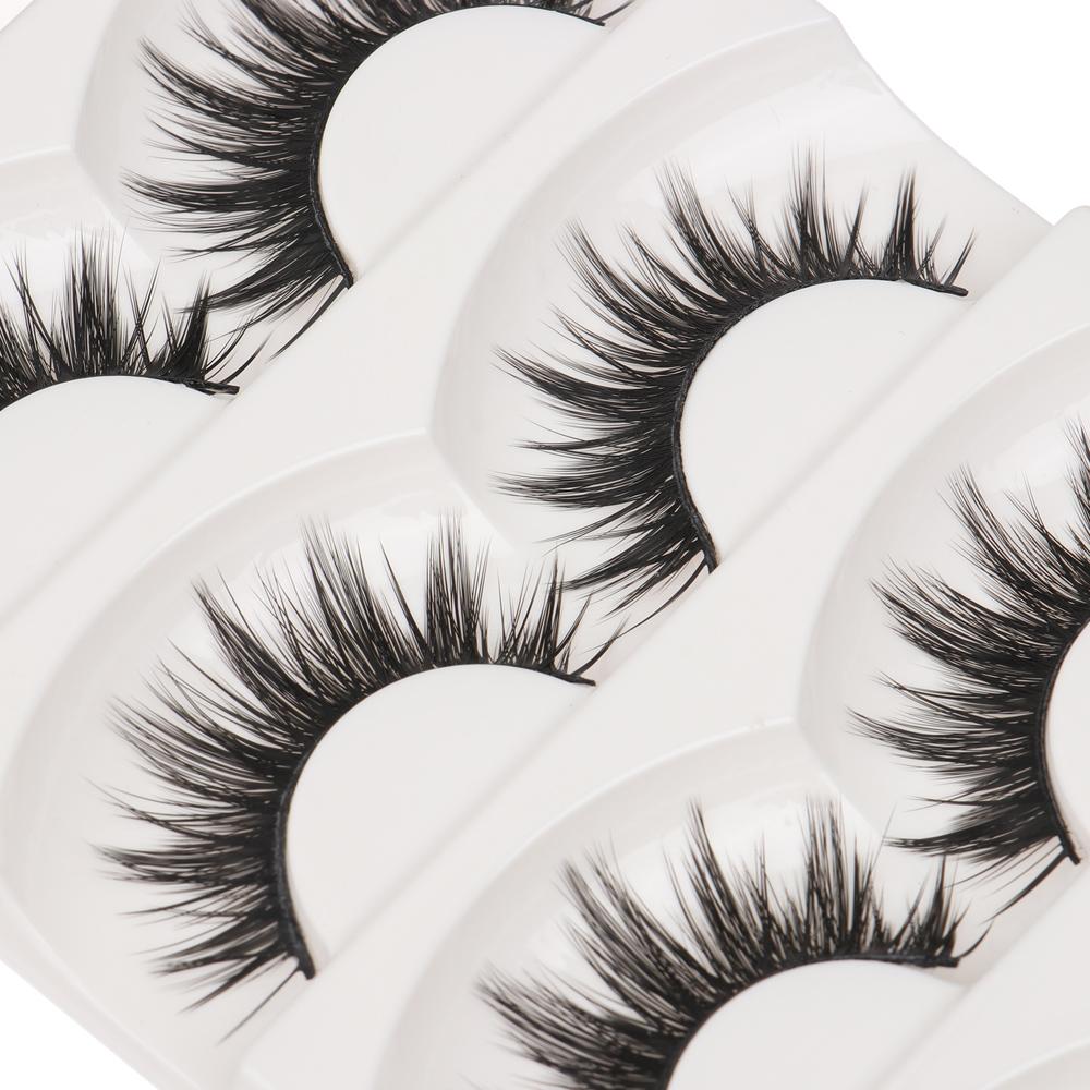 5 Pairs Beauty Cross Soft Thick Black Eye Lashes Extension Handmade False  Eyelashes