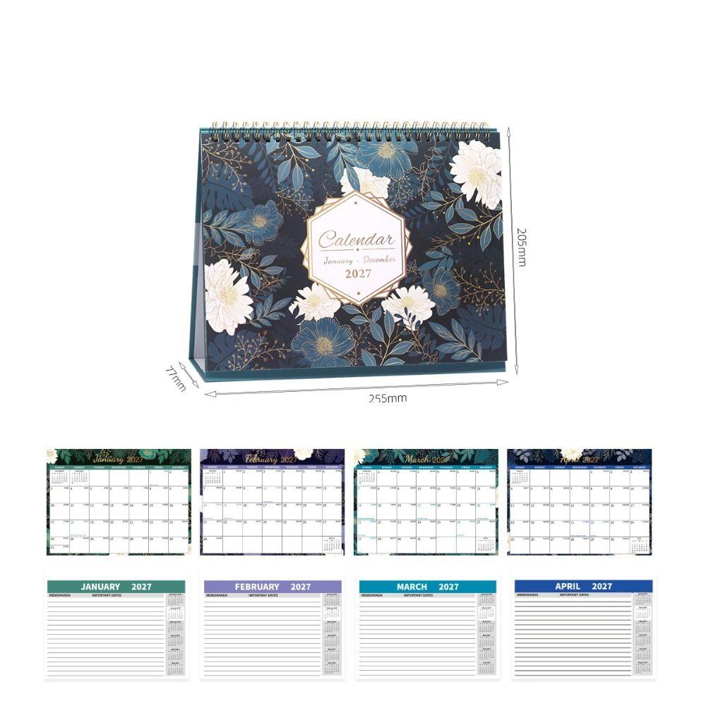 Jan. 2027 - Dec. 2027 Double-coil Calendar Foldable English Calendar  Home