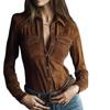 Women's European & American Long-Sleeve Deer Suede Shirt - Spring & Autumn Collection