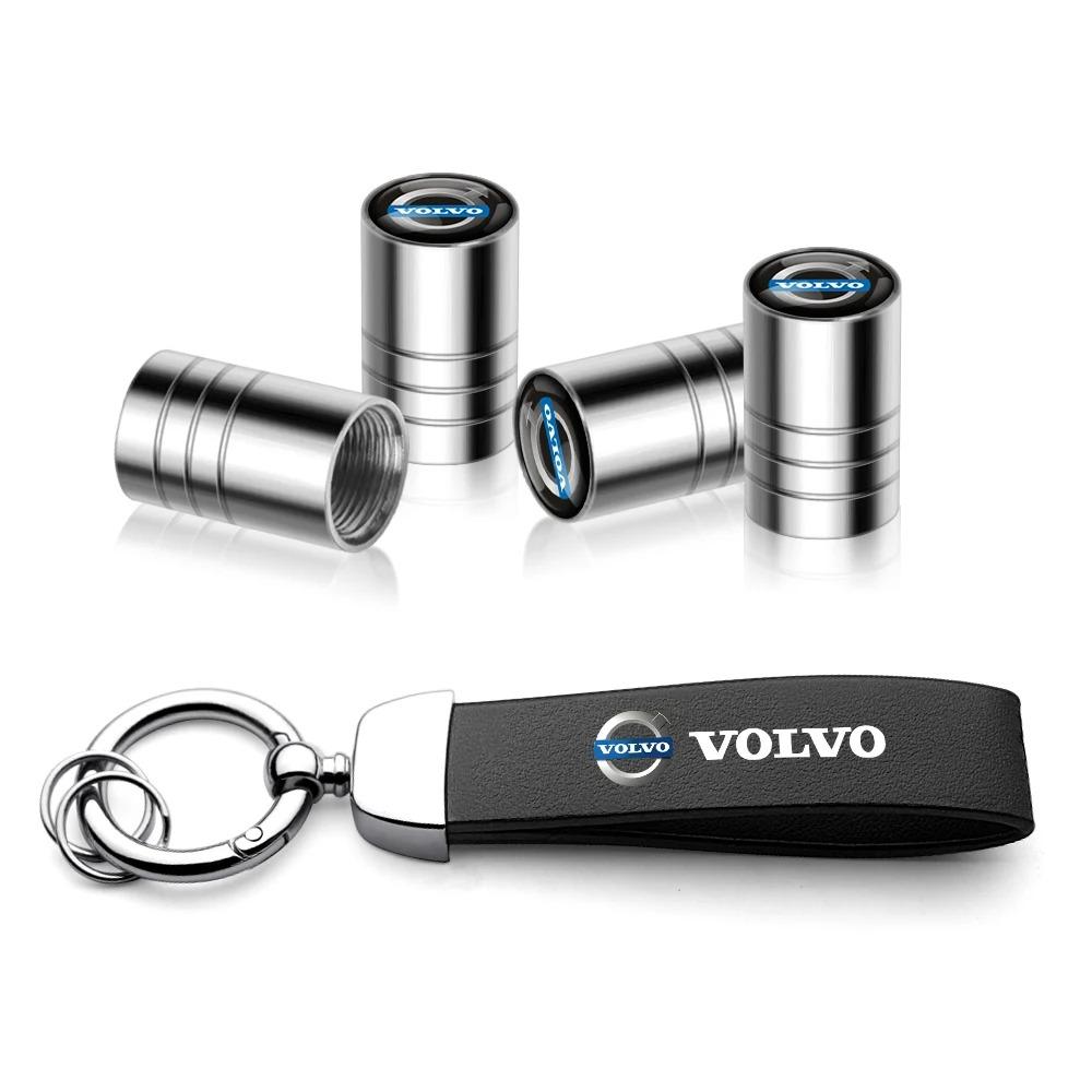 fqshd6 Premium Metal Tire Valve Covers Leather Keychain Compatible Volvo S60 S90 V60 V90 Xc40 Xc60 Xc90 Ex30 Ex90 Es90 Em90
