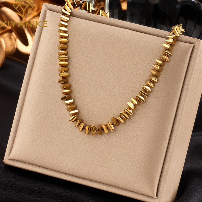 Creative Vintage Ethnic Pearl Heart Diamond Flower Eight-Pointed Star Pendant Necklace