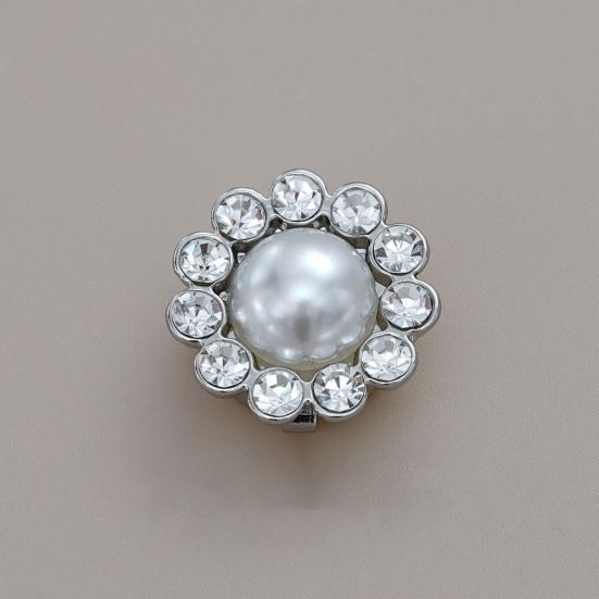 Rhinestone Button Cover Removable Clip-on Button Cover Decorative Flower Button Cover for Shirt Blazer Coat Wedding Accessories