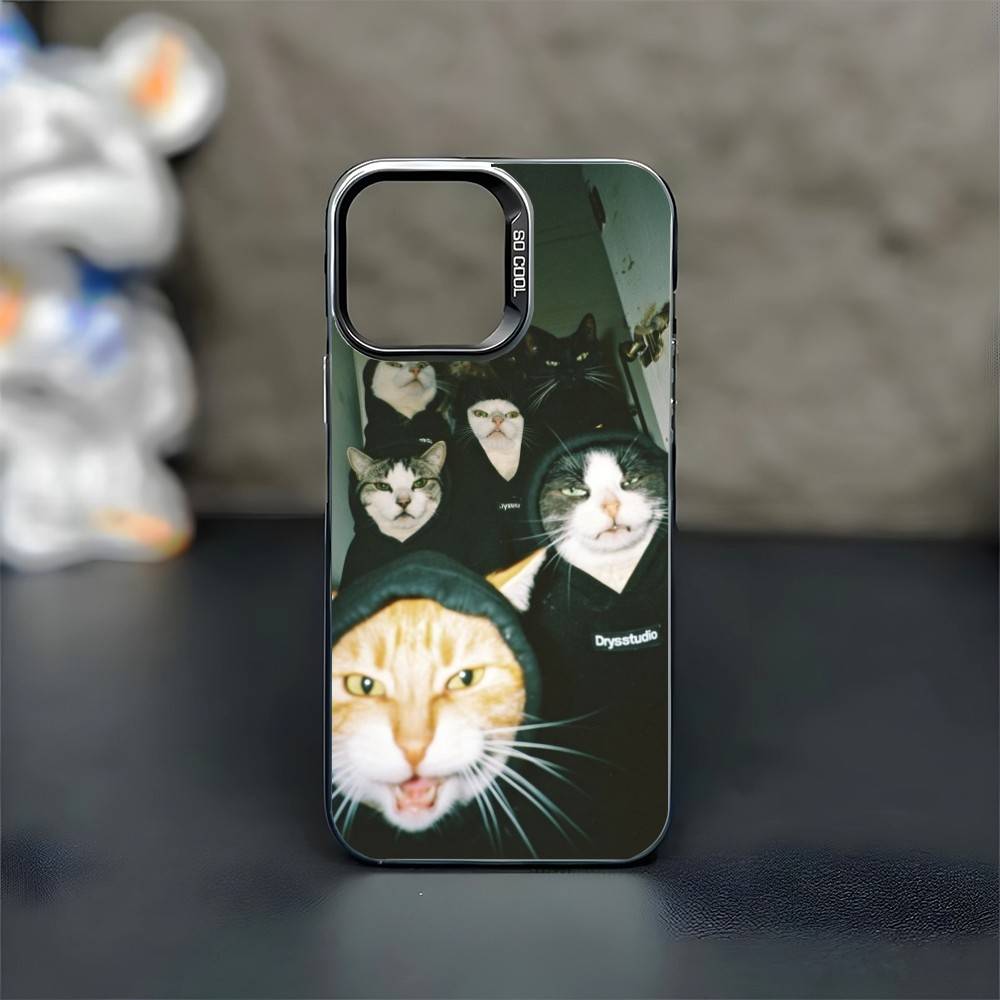 

Cute Funny MeMe Cat Phone Case For iPhone17,16,15,14,13,12,11 Plus,Pro Max Black Matte Shockproof Cover iPhone17PRO