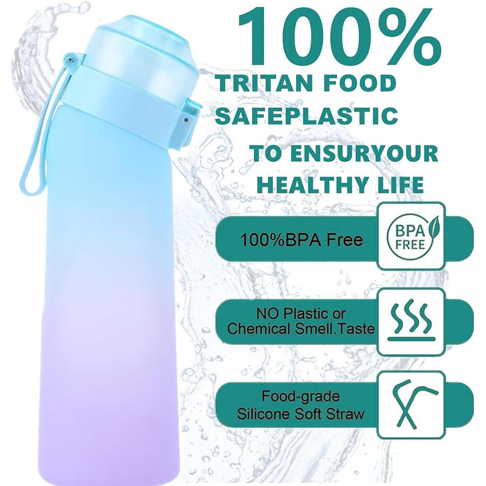 650ML Sport-Luftwasserflasche BPA-frei, Fruchtduftkapseln, Auslaufsicherer Sportwasserbecher für Laufen im Freien, Fitnessstudio