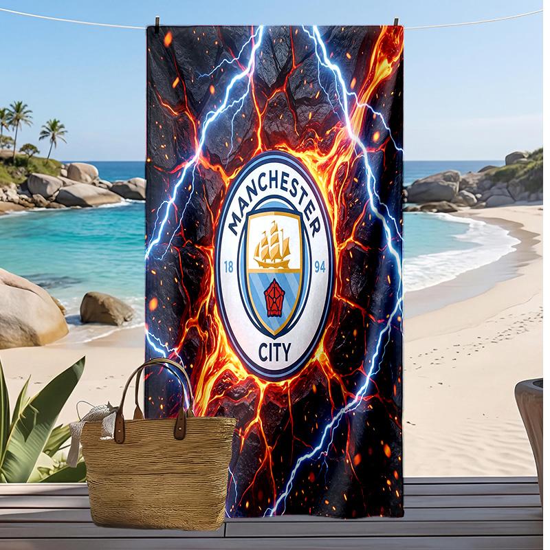 Manchester City Printed Beach Towel Quick Dry Soft TowelPortable Large Rectangular Beach Blanket for Travel Swimming Pool