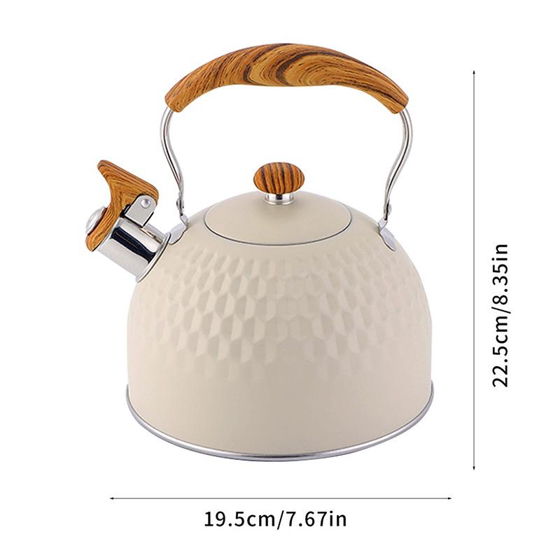 2,5L fløytekjele flatbunnet fløytegryte Europeisk rustfritt stål Gryte med stor kapasitet Klassisk vannkoker for alle komfyrer