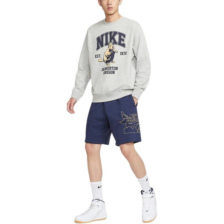 Nike Sweatshirts Men's Gray Crew Neck Moderate Regular HV1063-063