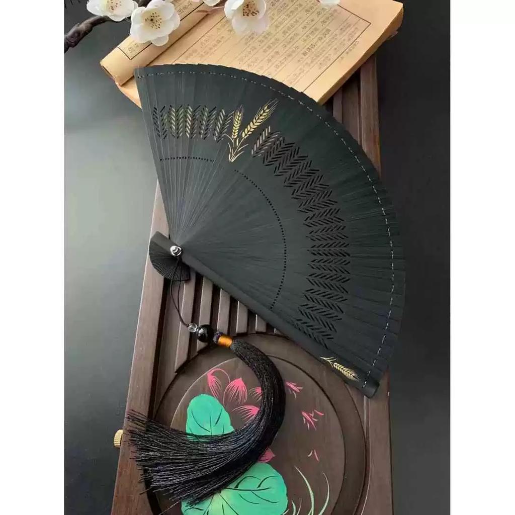 Traditional Style Folding Fan with Hollow Carving, Portable for Men and Women, Suitable for Dance, Hanfu, and Cheongsam, Ideal for Summer