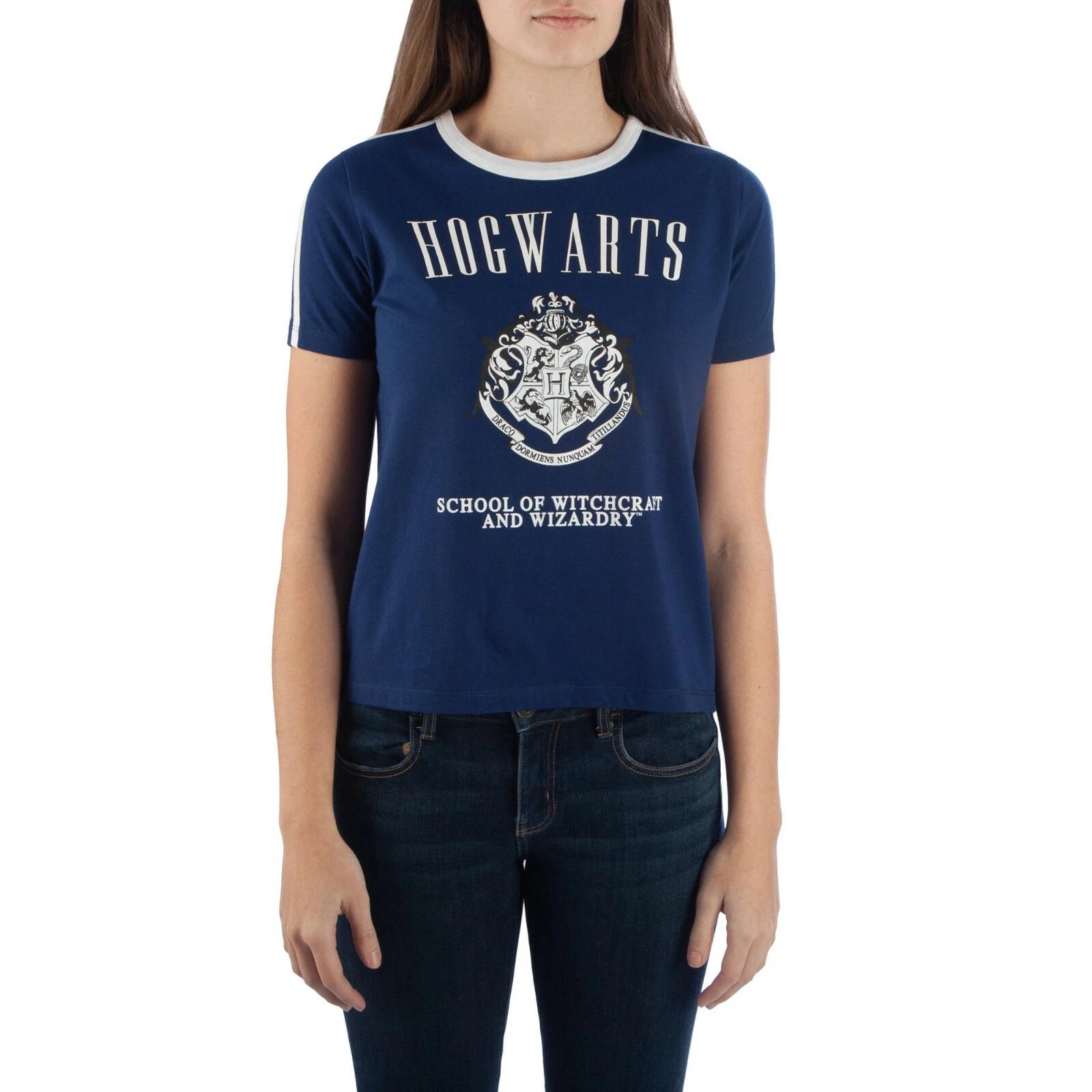 

Harry Potter Juniors Hogwarts Striped Short-Sleeve Ringer T-Shirt NWT M, L, XL XL