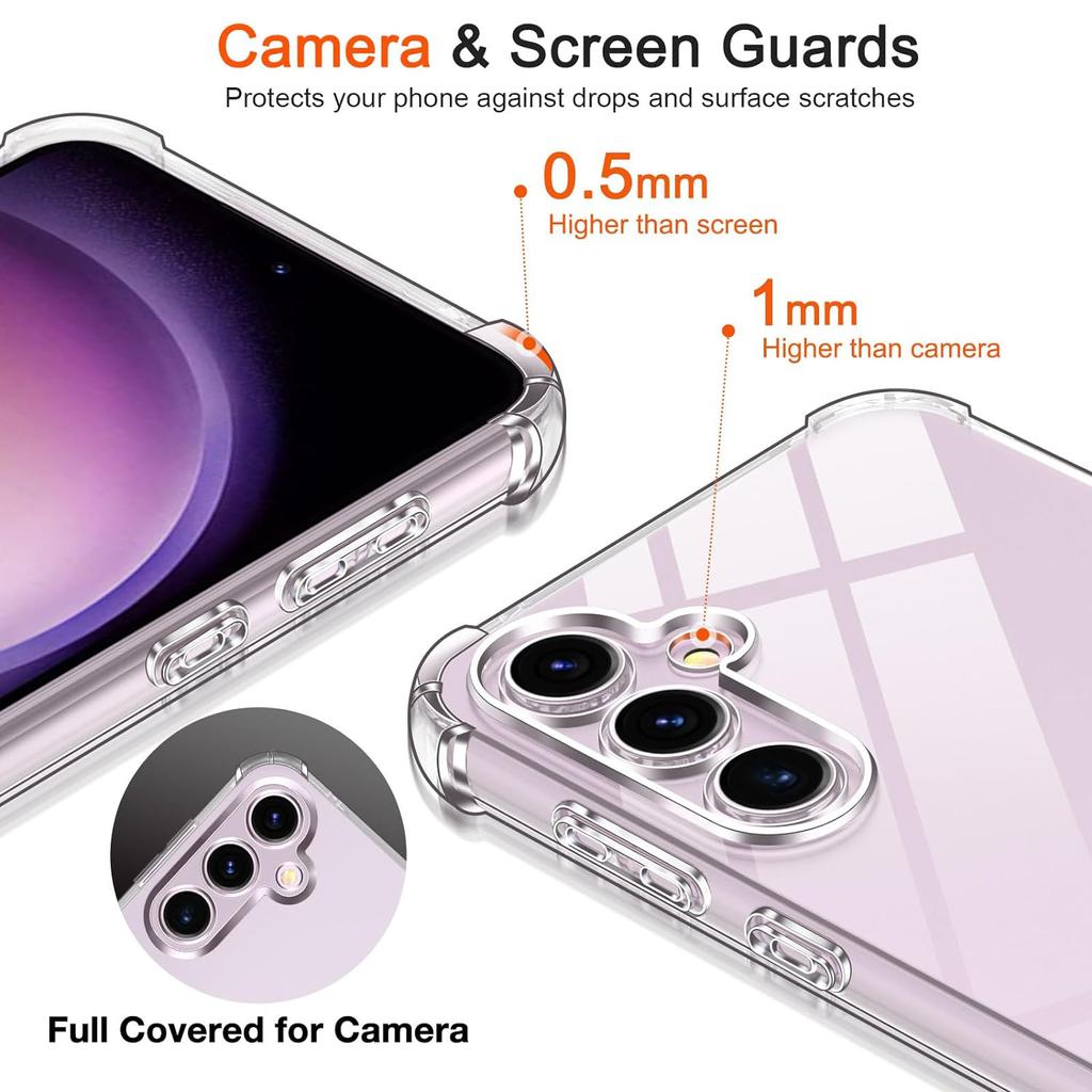 Clear Case for Samsung Galaxy A05 A05S A15 A25 A35 A55 A04 A04S A14 A24 A34 A54 A04E Soft TPU Bumper Fit Full Protective Shockproof Transparent Cove