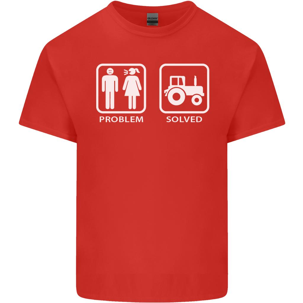 Tractor Problem Solved Driver Farmer Funny Unisexs Light Cotton TShirt