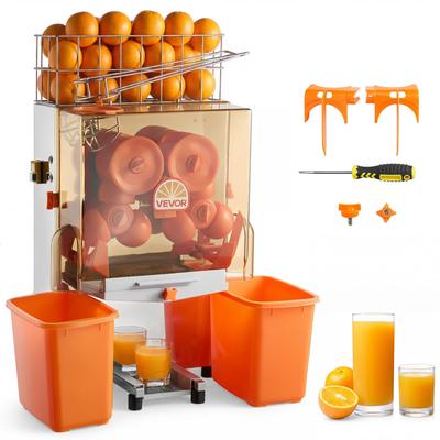 VEVOR Máquina exprimidora de naranjas comercial, Prensa eléctrica de jugo de naranja de 120 W, Exprimidor de naranjas de acero inoxidable para 20 por minuto