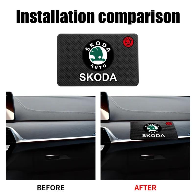 Car Ornament Non Slip Silicone Mat Car Interior Dashboard Phone Sticky Pad For Skoda KAMIQ A5 A7 Yeti Octavia Rapid Fabia Superb