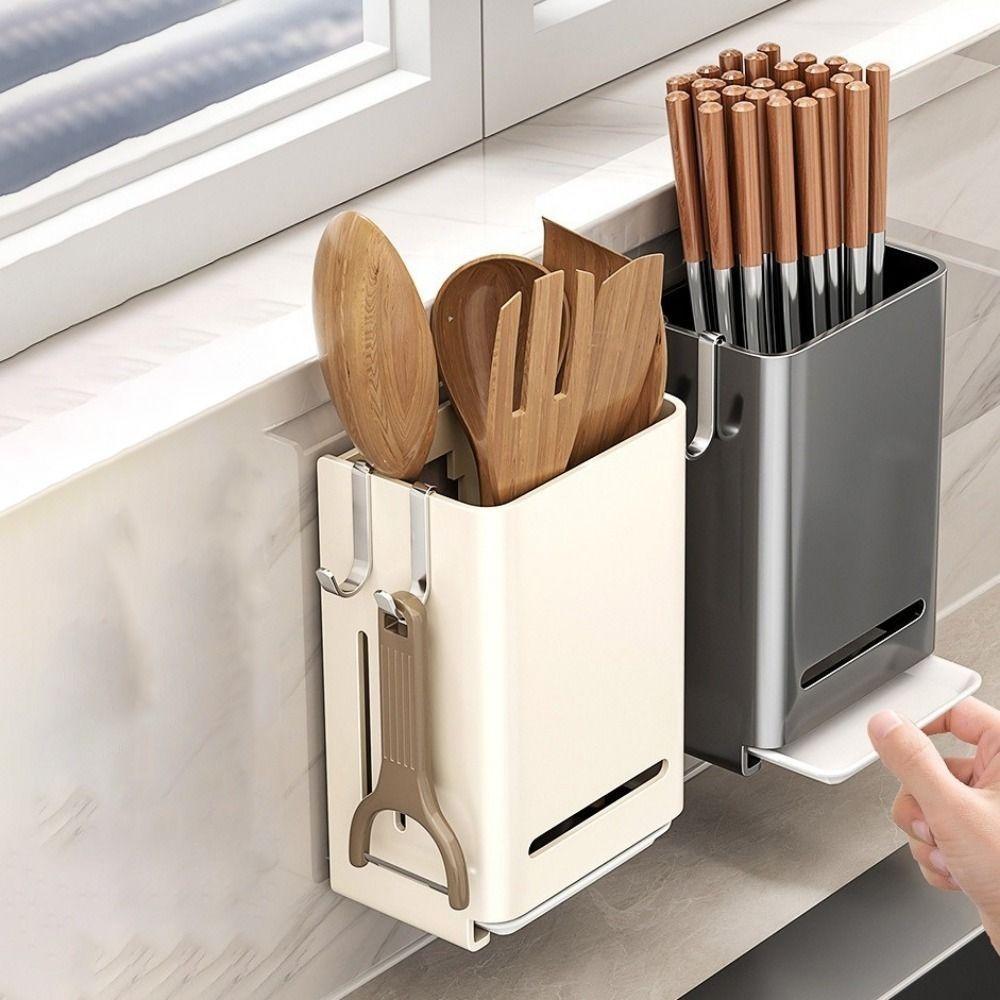 Wall Mounted Chopstick Cage Large Capacity Cutlery Holder Practical Chopstick Storage Box  Bathroom