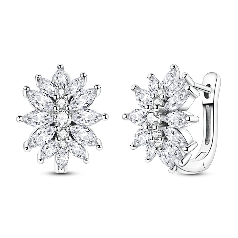 

925 Silver Earrings Women Sparkling French Style Diamond Cut Hoop Earring For Anniversary Wedding Jewelry Gifts