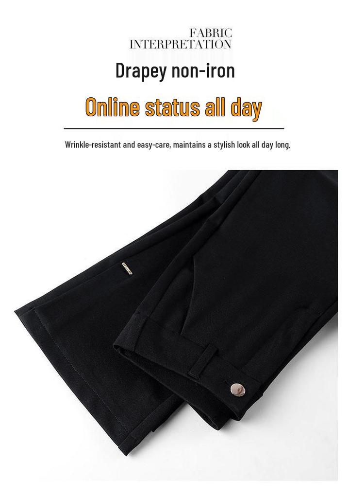 Women's High Waist Slimming Micro Flare Pants, Petite Split Cropped Style for Spring & Autumn - 2026