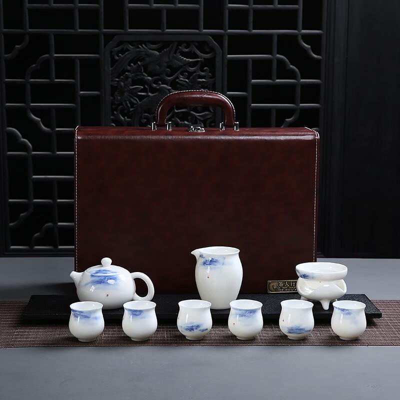 Cha Xun Artistic Landscape Jade Porcelain 11-Piece Tea Set