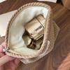 Woven Fabric Cosmetic Pouch Large Capacity Toiletry Storage Bag Canvas Clutch Bag  for Outdoor