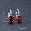 Cute Round Cut Four-claw Red Crystal Gemstone Hook Earrings Birthday Jewlery Gift for Women