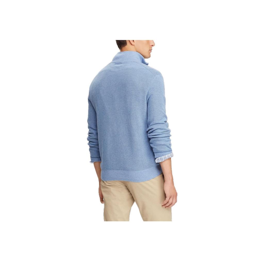 Polo Ralph Lauren FW23 Pony Logo Embroidered Half-Zip Long Sleeve Knit Sweater Men Sweater Sky-Blue MNPOSWE16810318-B28