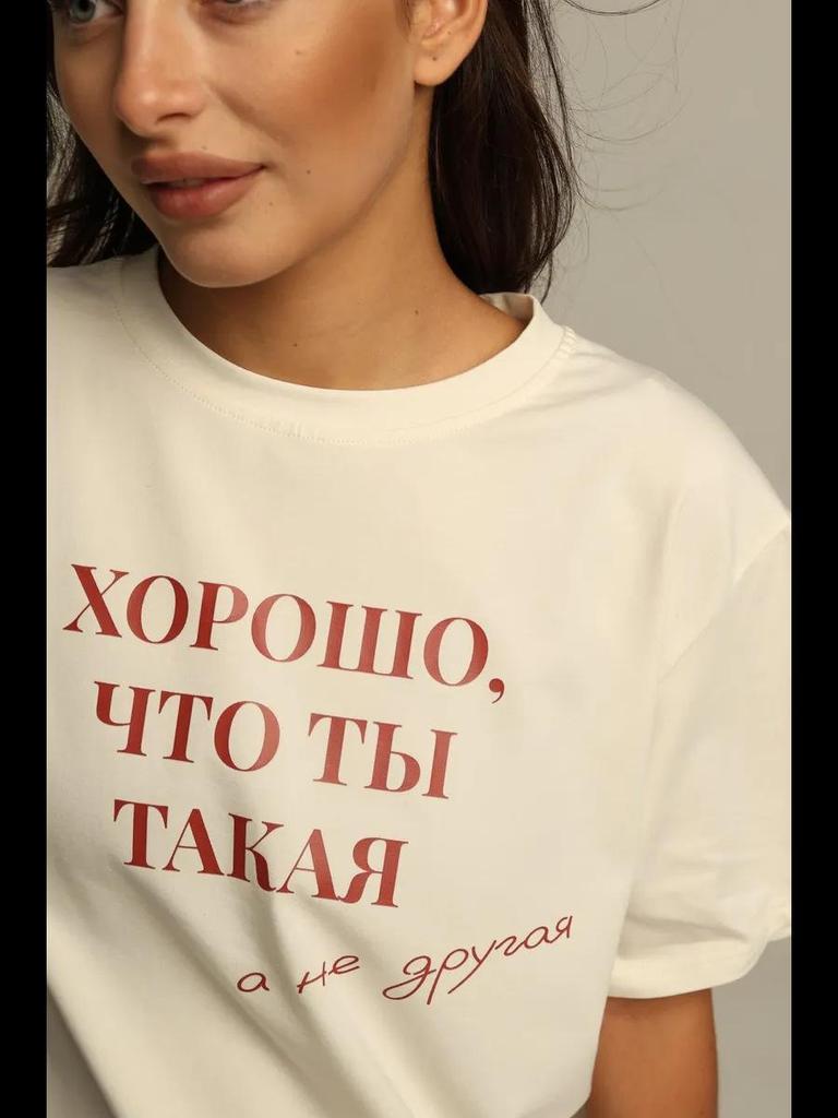 100% Cotton Loose Fit American Style Letter Print T-Shirt