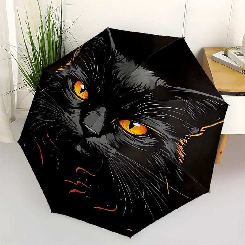 1pc Cat faceOpen/Close Umbrella-Windproof, Compact Travel Umbrella, Sturdy 8-Rib Shaft, Outdoor Accessory1187