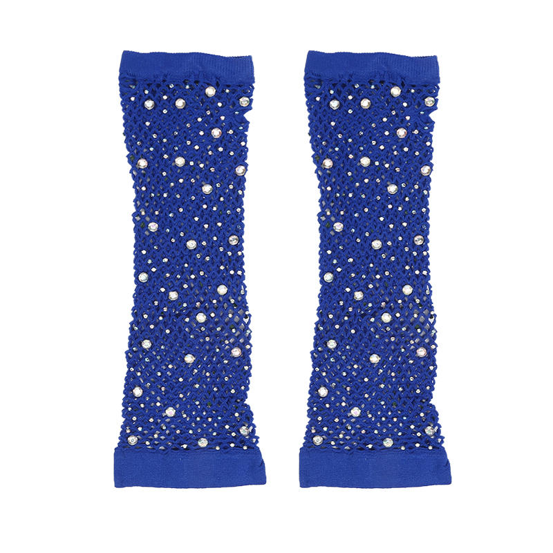 Women Fishnet Sleeves Fashion Sheer Gloves Elastic Cuffs Dancing Mesh Retro Club Sexy Diamond Long Arm Sleeve Shiny Gloves Party