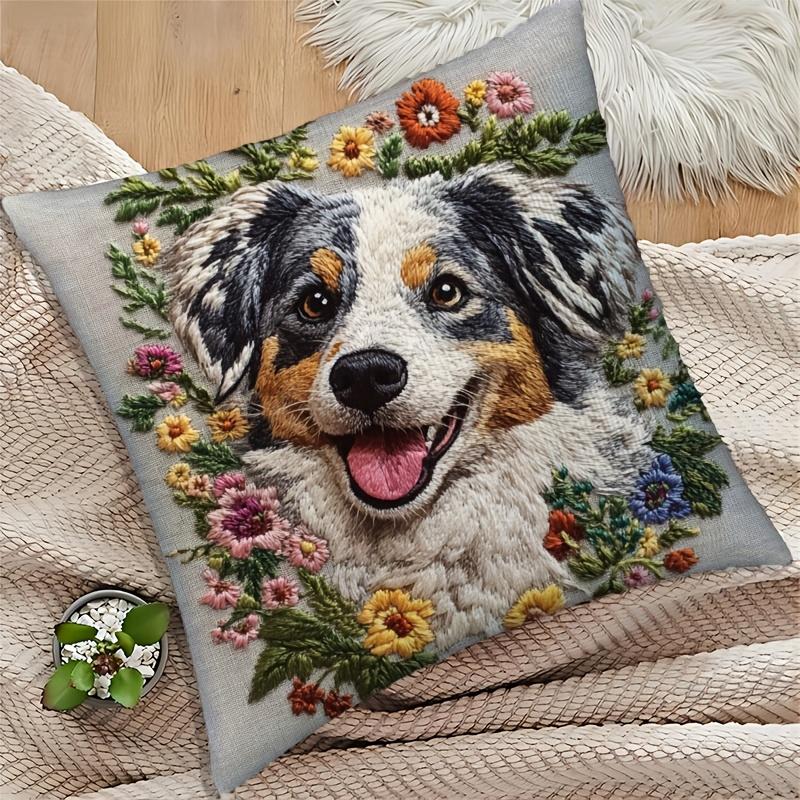 Australian Shepherd Cushion Covers Chair Living Room Pillowcase Cozy Zipper Sofa Pillow Covers Bedroom Indoor Home Decor