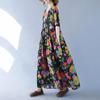 Kurzarm Plus-Size-Baumwolle im Vintage-Stil mit Blumenmuster, neu in Kleidern für Damen, lässiges, lockeres, langes Sommerkleid