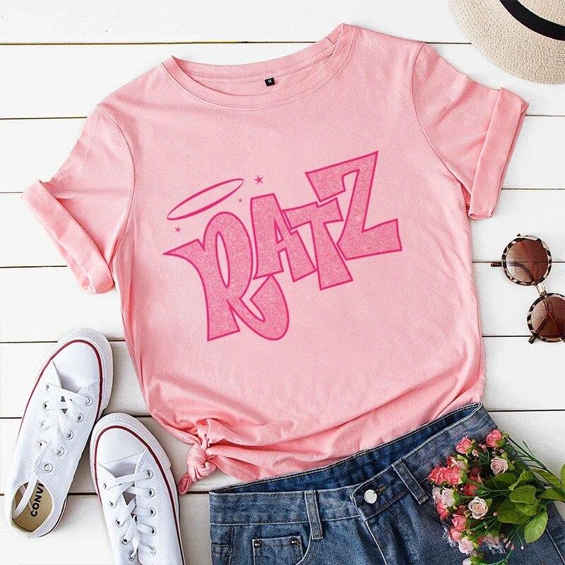 Woman Kawaii Ratz Mouse Tree Print Harajuku Summer Unisex Tshirts Casual Round Neck Short Slee Top Tee Shirt Women T-shirt Drop Ship