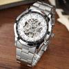 Skeleton Automatic Mechanical Watch Gold Men Watches Stainless Steel Bracelet Sports Luxury Male Clock Chinese Wristwatch AVE