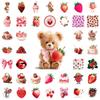 50 Pink Strawberry Dessert Stickers for Water Bottle & Phone Decoration - Waterproof & Cute