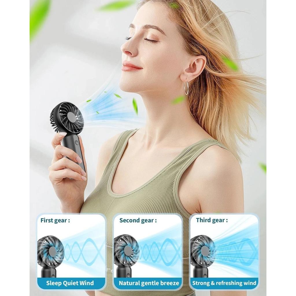 Portable Mini Fan-Rechargeable Hand Fan with 3 Adjustable Speeds,2000mAh Battery