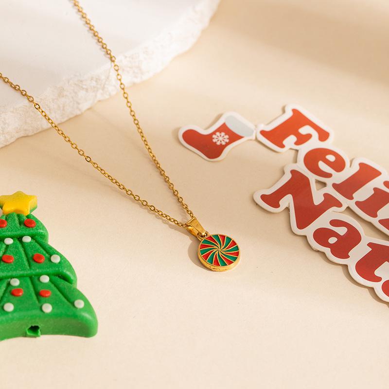 

Snowflake Snowman Zircon Necklace: European & American Luxury Stainless Steel Clavicle Chain Jewelry