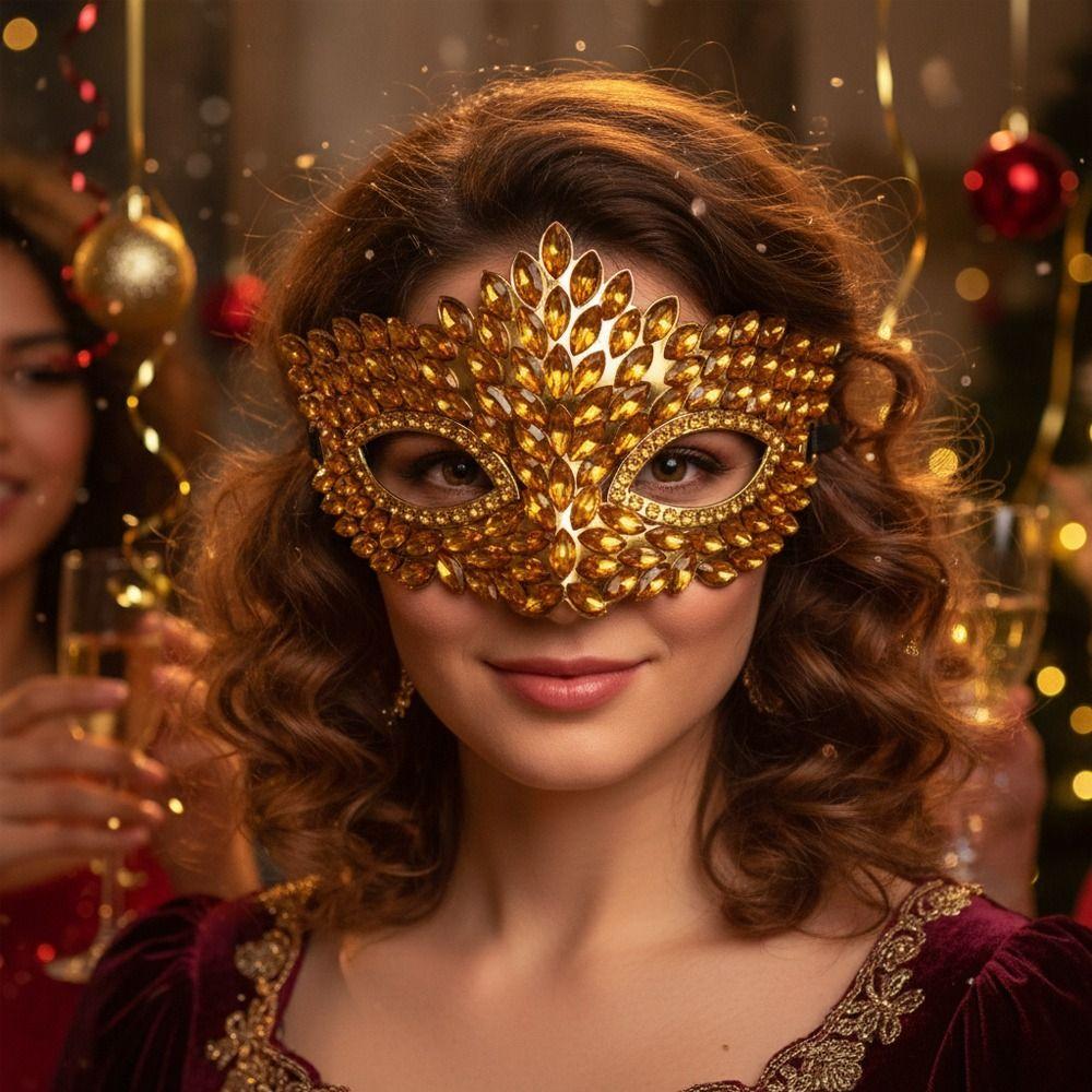 Shiny Acrylic Crystal Half Face Mask Full Jewelry Cosplay Mask Gift Idea Rave Mask  Halloween Event