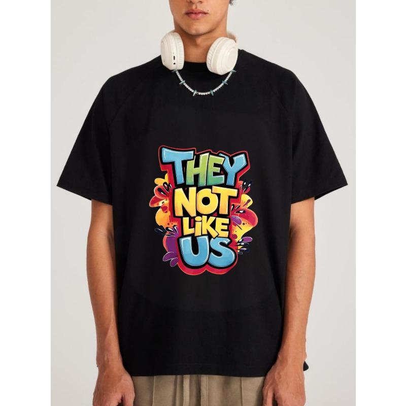 Crewneck T-Shirt White They Not Like Us Graffiti Print Streetwear Fashion Casual Wear