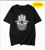 Hamsa Hand Devils Eye Pattern Tshirt Retro Horde Totem European And American Versatile Round Neck Short Sleeve Top