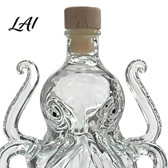 Whiskey Storage Bottle Octopus Decanter Glass Decorative Liquor Bottle 320ml Sealing Decanter Multi-Purpose for Spirits Men Dad Home Bar Lead-free
